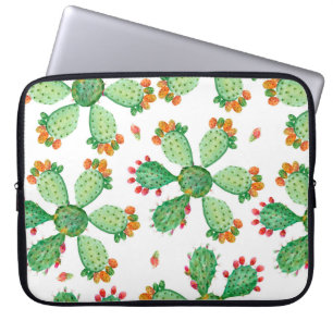Raster watercolor seamless cactus set background. laptop sleeve