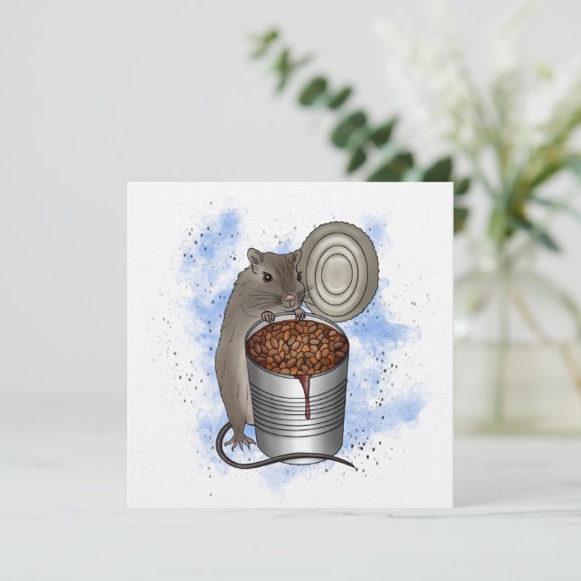 Rat and Bake Beans Art Card (Standing Front)