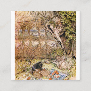 Rat And Mole Have A Picnic - Arthur Rackham Square Business Card