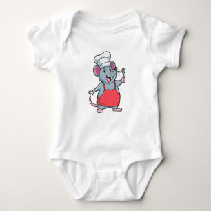 Rat as Chef with Cooking apron & Spoon Baby Bodysuit