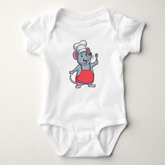 Rat as Chef with Cooking apron & Spoon Baby Bodysuit (Front)