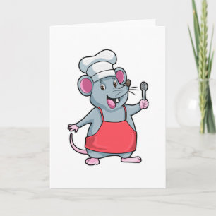 Rat as Chef with Cooking apron & Spoon Card