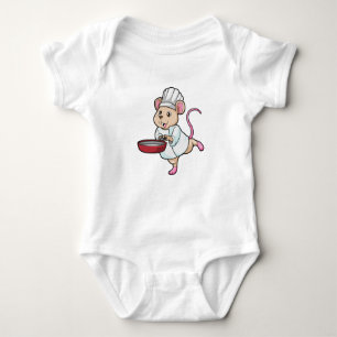 Rat as Cook with Pan & Cooking hat Baby Bodysuit
