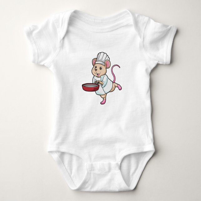 Rat as Cook with Pan & Cooking hat Baby Bodysuit (Front)