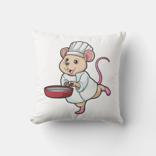 Rat as Cook with Pan & Cooking hat Cushion