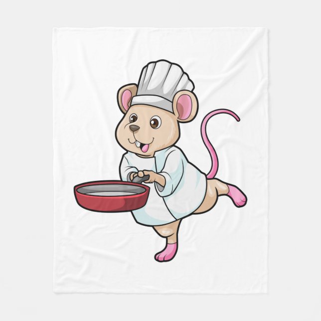 Rat as Cook with Pan & Cooking hat Fleece Blanket (Front)