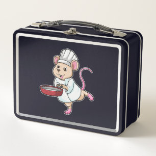 Rat as Cook with Pan & Cooking hat Metal Lunch Box