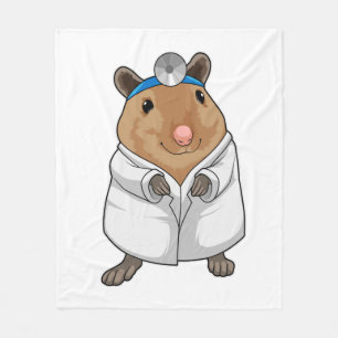 Rat as Doctor with Doctor's coat Fleece Blanket