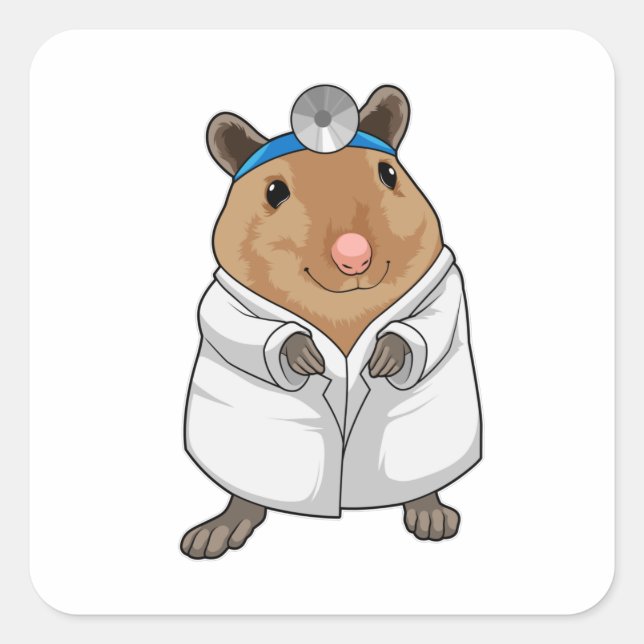 Rat as Doctor with Doctor's coat Square Sticker (Front)