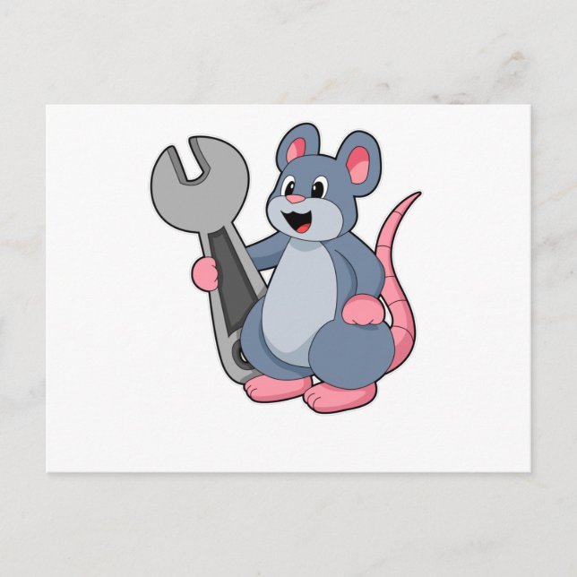Rat as Mechanic with Wrench Postcard (Front)