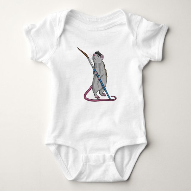 Rat as Painter with Paint brush Baby Bodysuit (Front)
