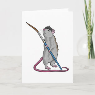 Rat as Painter with Paint brush Card