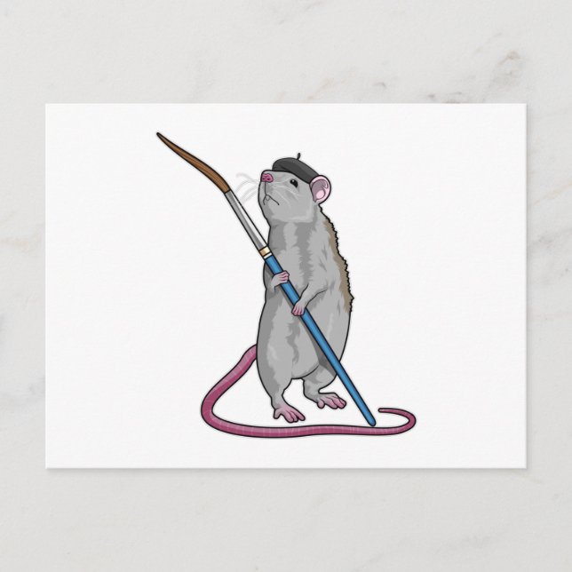 Rat as Painter with Paint brush Postcard (Front)