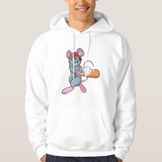 Rat at Baseball with Baseball bat & Helmet Hoodie (Front)