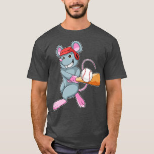 Rat at Baseball with Baseball bat Helmet T-Shirt