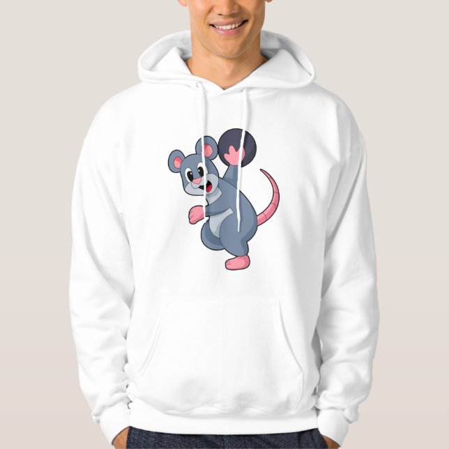 Rat at Bowling with Bowling ball Hoodie (Front)