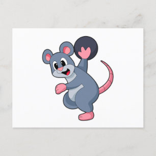 Rat at Bowling with Bowling ball Postcard