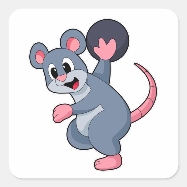 Rat at Bowling with Bowling ball Square Sticker (Front)