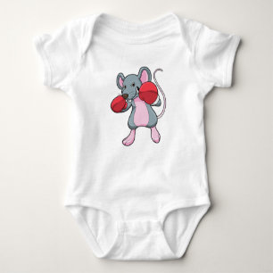 Rat at Boxing with Boxing gloves Baby Bodysuit