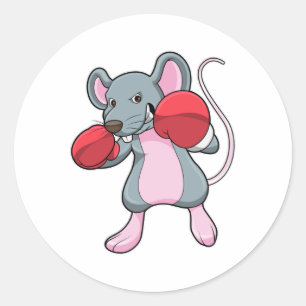 Rat at Boxing with Boxing gloves Classic Round Sticker