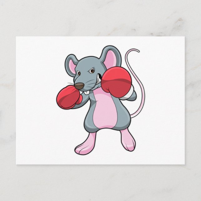 Rat at Boxing with Boxing gloves Postcard (Front)