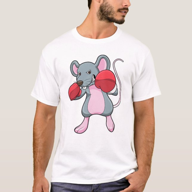 Rat at Boxing with Boxing gloves T-Shirt (Front)