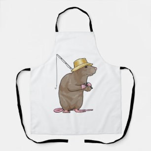 Rat At Fishing With Fishing Rod Apron