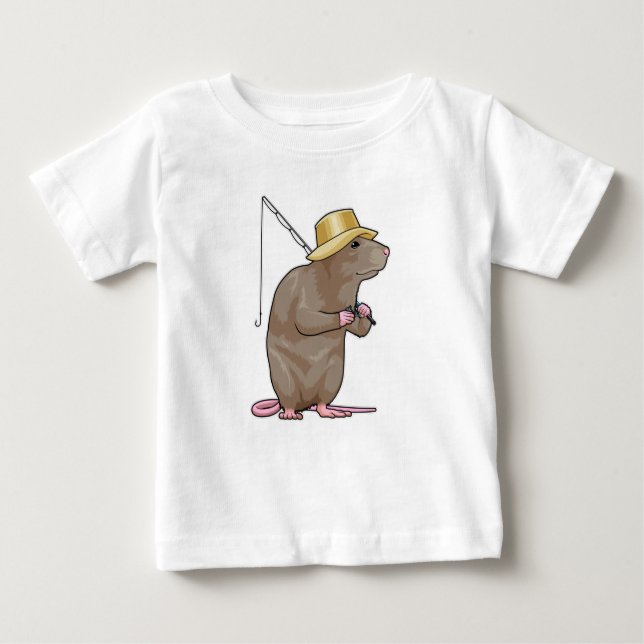 Rat at Fishing with Fishing rod Baby T-Shirt (Front)