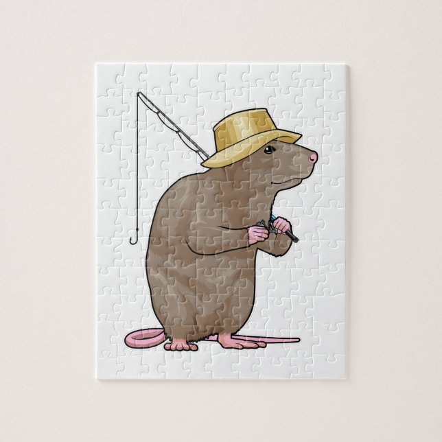 Rat at Fishing with Fishing rod Jigsaw Puzzle (Vertical)