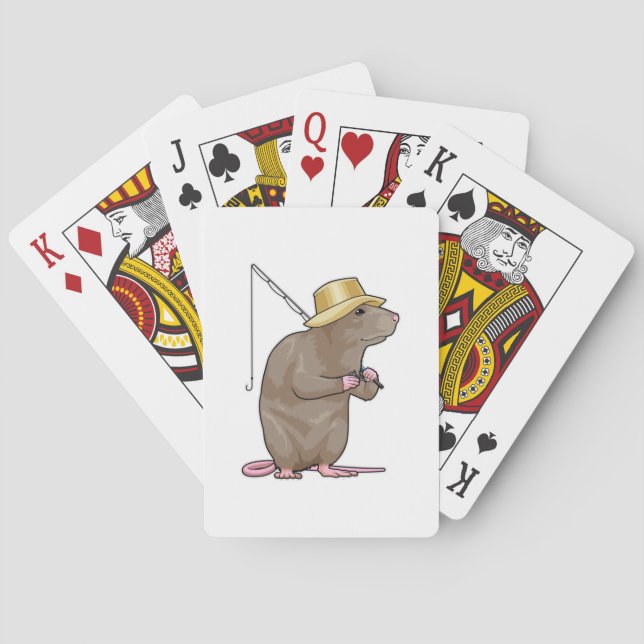 Rat at Fishing with Fishing rod Playing Cards (Back)