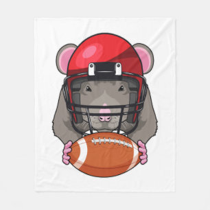 Rat at Football Sports Fleece Blanket