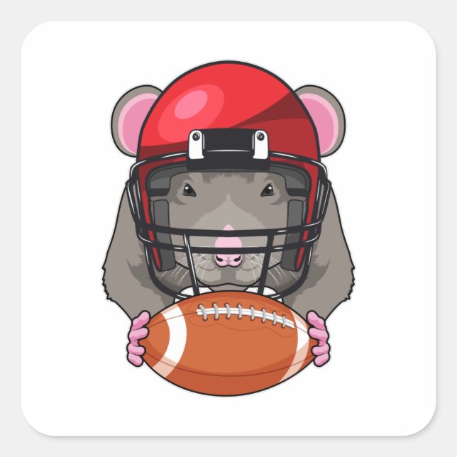 Rat at Football Sports Square Sticker (Front)