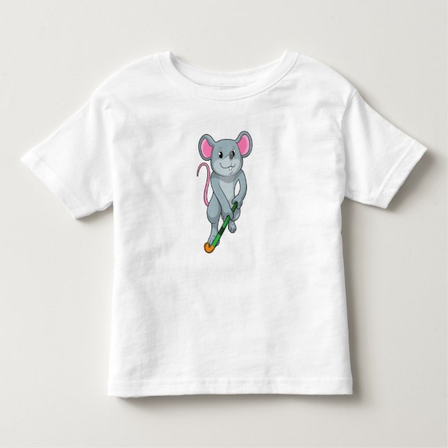 Rat at Hockey with Hockey bat Toddler T-Shirt (Front)