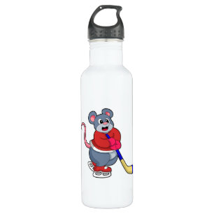 Rat at Ice hockey with Ice hockey stick 710 Ml Water Bottle