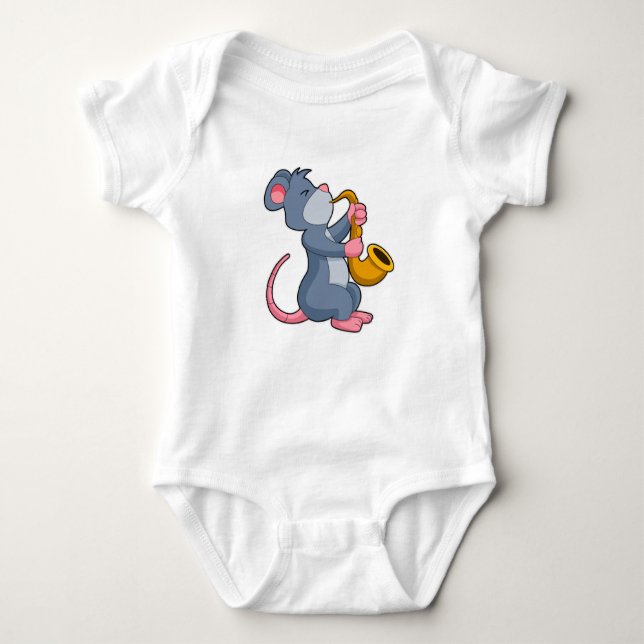 Rat at Music with Saxophone Baby Bodysuit (Front)