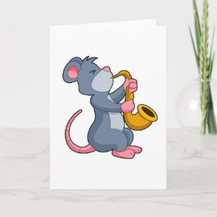 Rat at Music with Saxophone Card