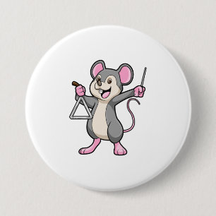 Rat at Music with Triangel 7.5 Cm Round Badge