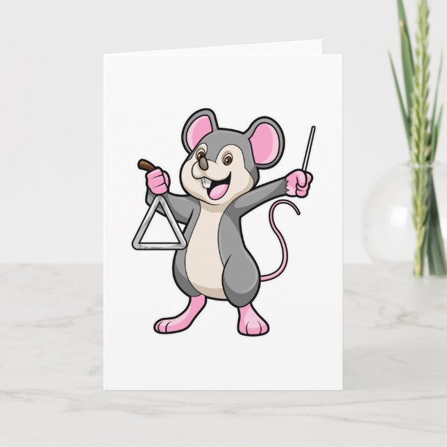Rat at Music with Triangel Card (Front)