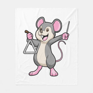 Rat at Music with Triangel Fleece Blanket