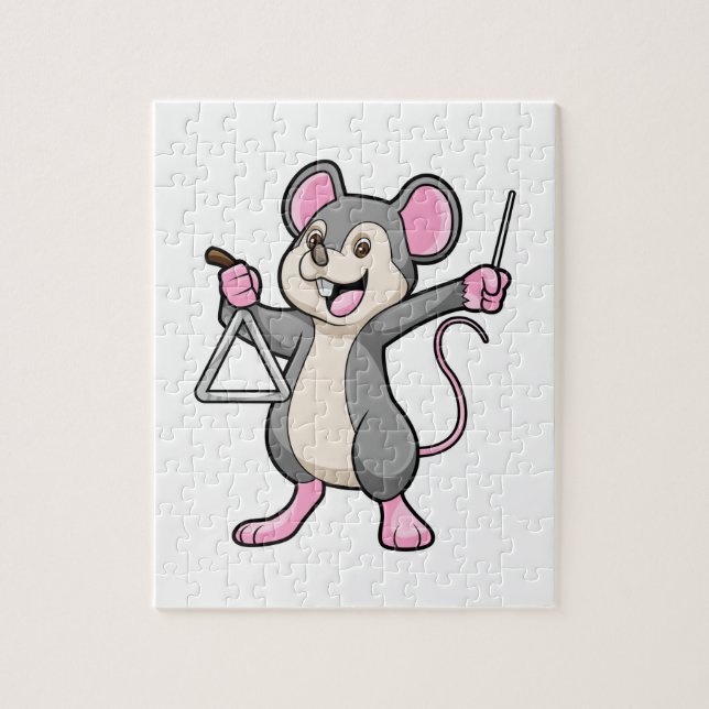 Rat at Music with Triangel Jigsaw Puzzle (Vertical)