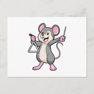 Rat at Music with Triangel Postcard