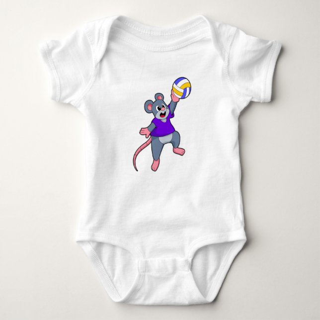 Rat at Volleyball Sports Baby Bodysuit (Front)