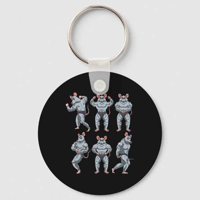 Rat Bodybuilding Fitness Gym Motivation Bodybuilde Key Ring (Front)