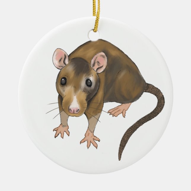 Rat Ceramic Tree Decoration (Front)