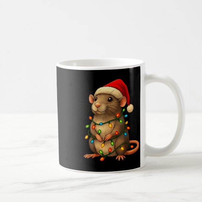 Rat Christmas Pajama Funny Xmas Lights Animals Lov Coffee Mug (Right)