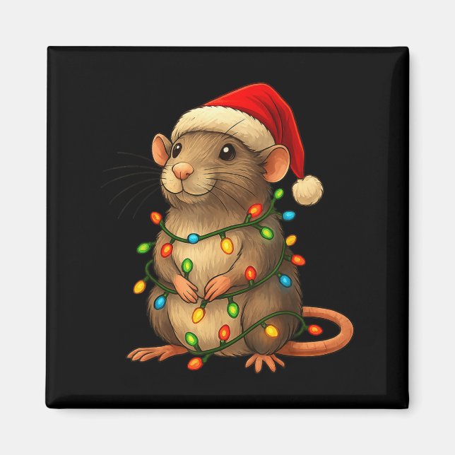 Rat Christmas Pajama Funny Xmas Lights Animals Lov Magnet (Front)