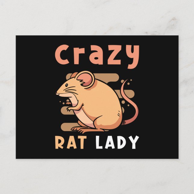 Rat Crazy Rat Lady Postcard (Front)