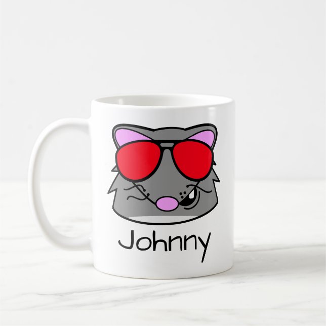 Rat Doodle Face Personalised Coffee Mug (Left)