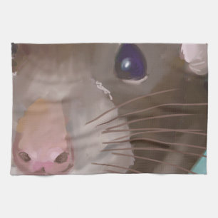 Rat face tea towel