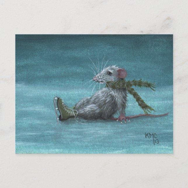 Rat fell while ice skating postcard (Front)